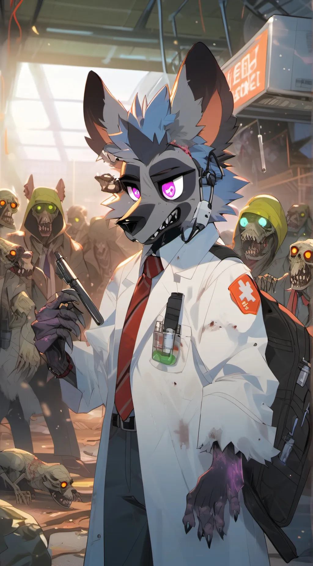 ai character: infected furry  background