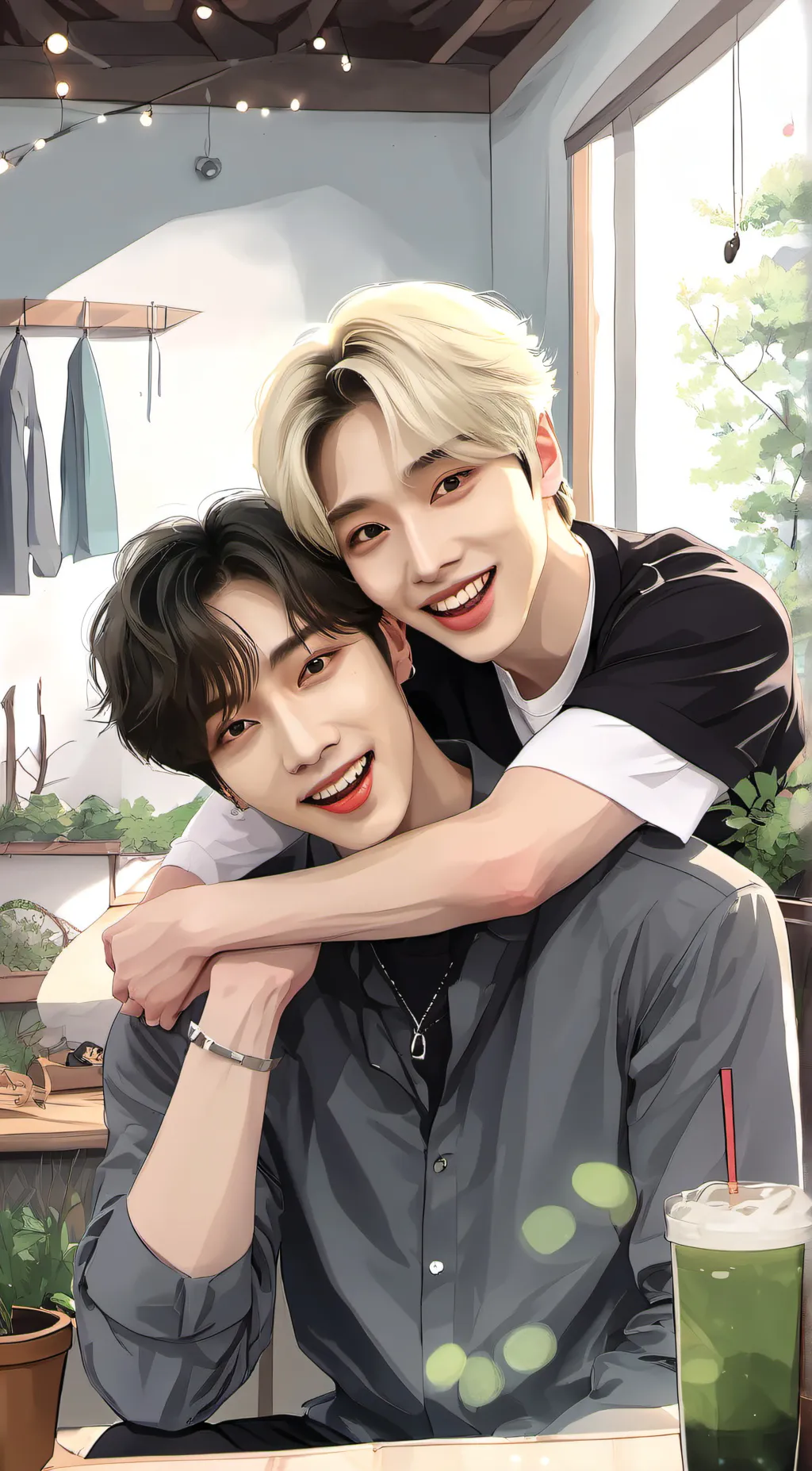 ai character: Hyunjin and Felix  background