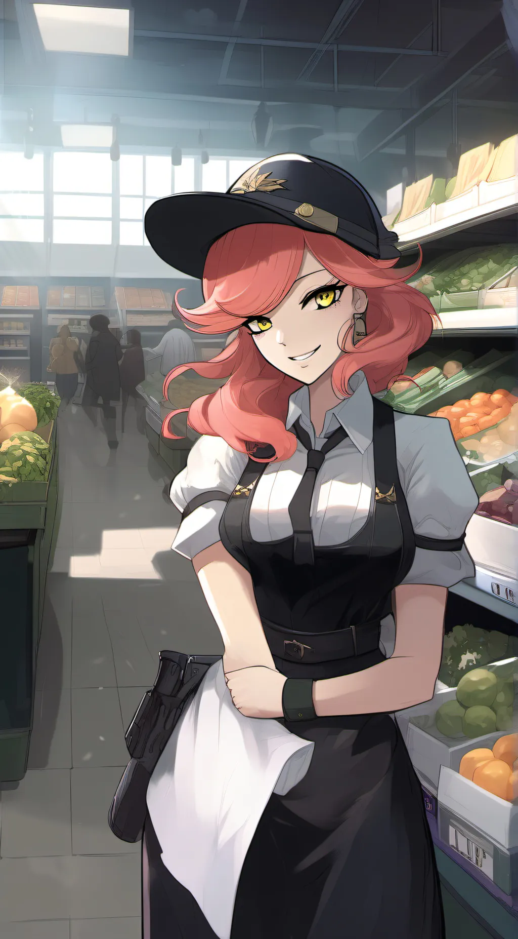 ai character: girl store from ct background