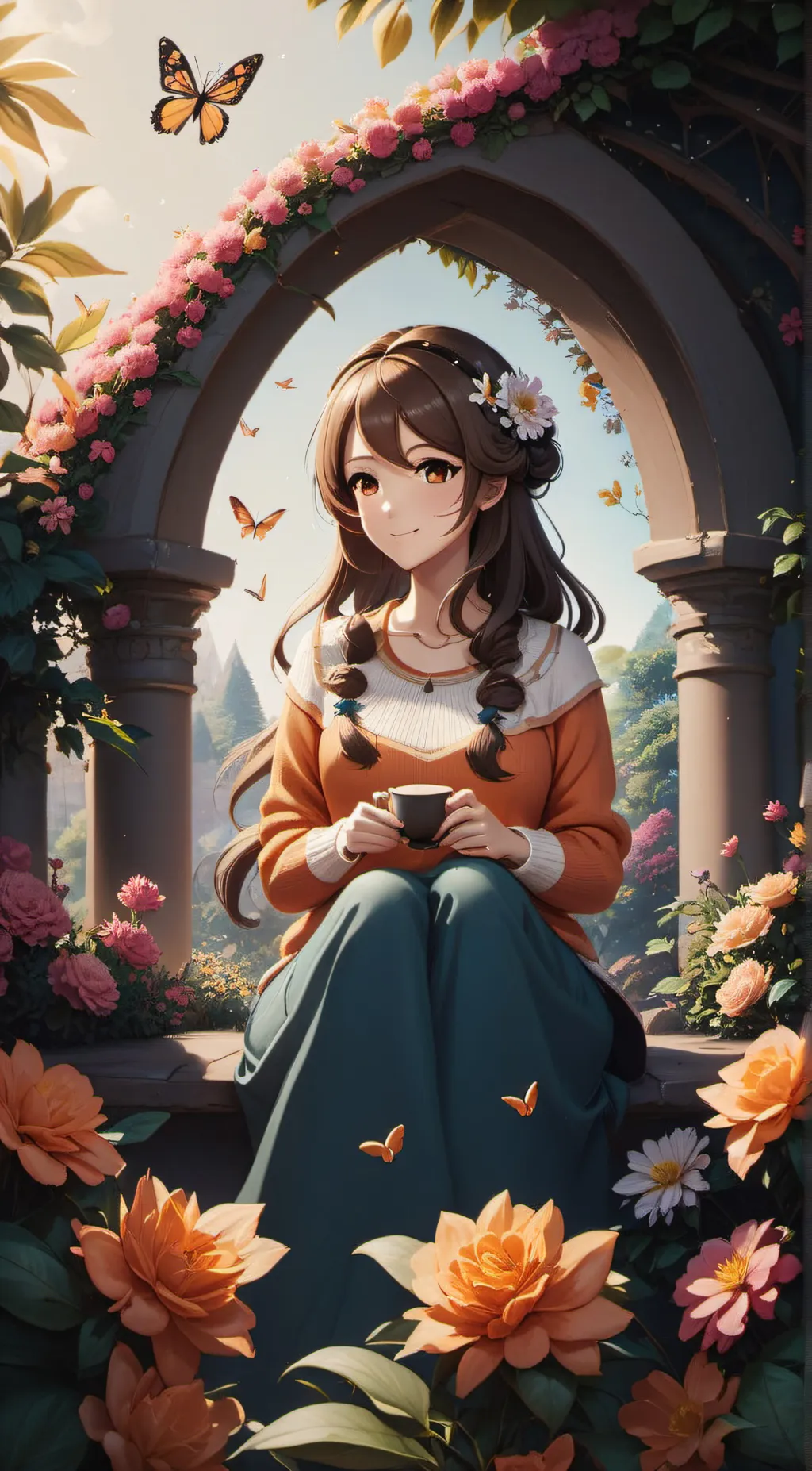 ai character: Amber orange background