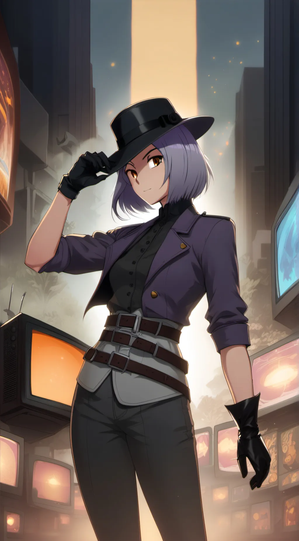 ai character: Tv woman >w< background