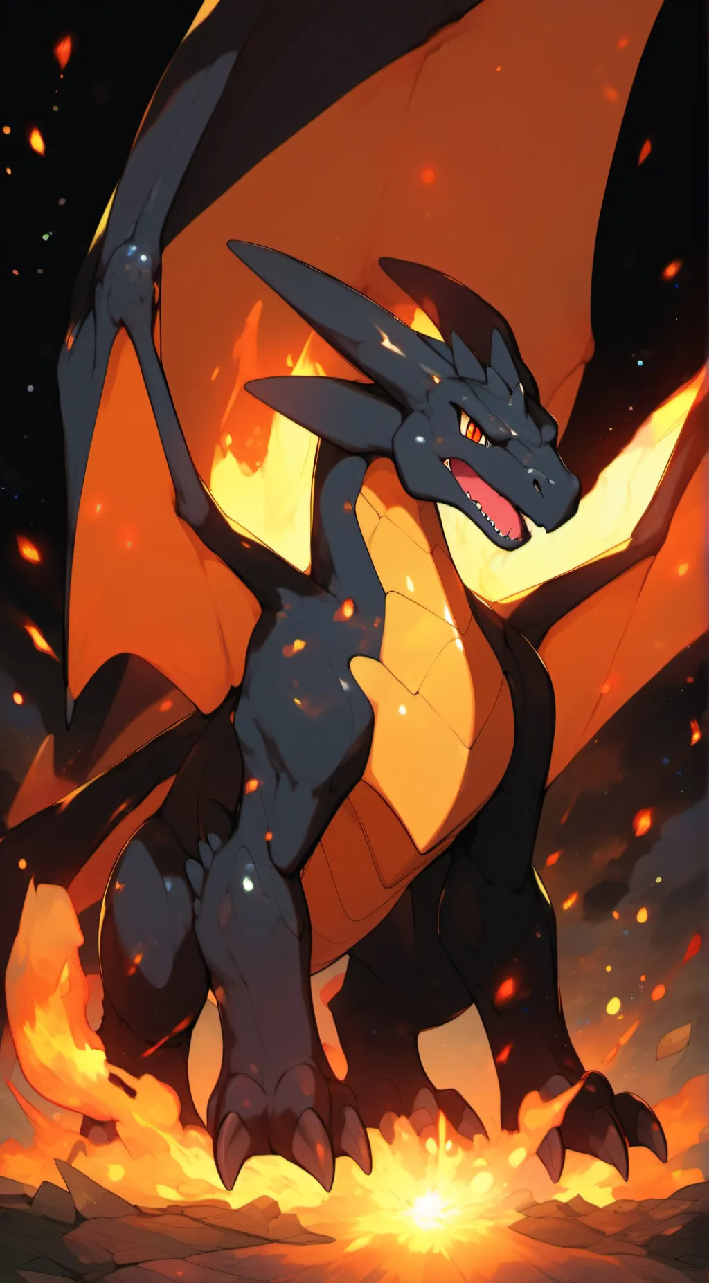 ai character: shiny mega Chariza background