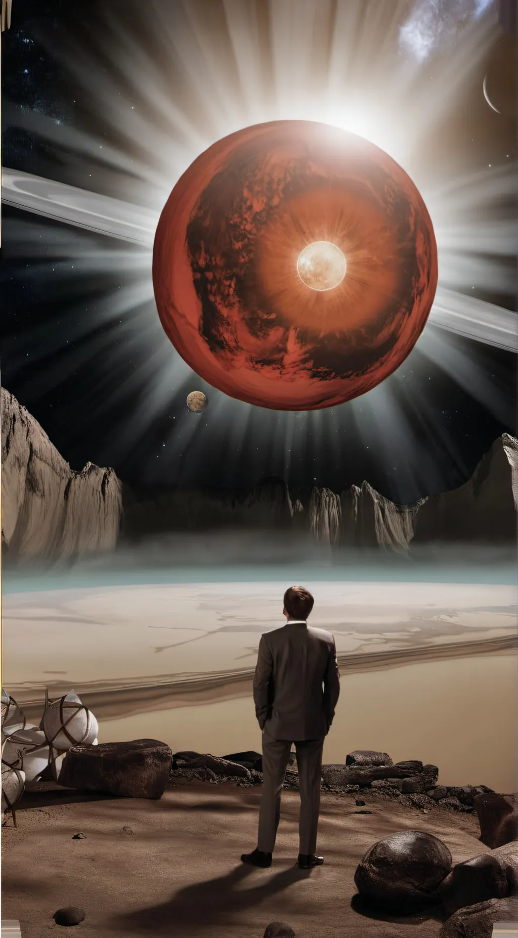 ai character: red giant background