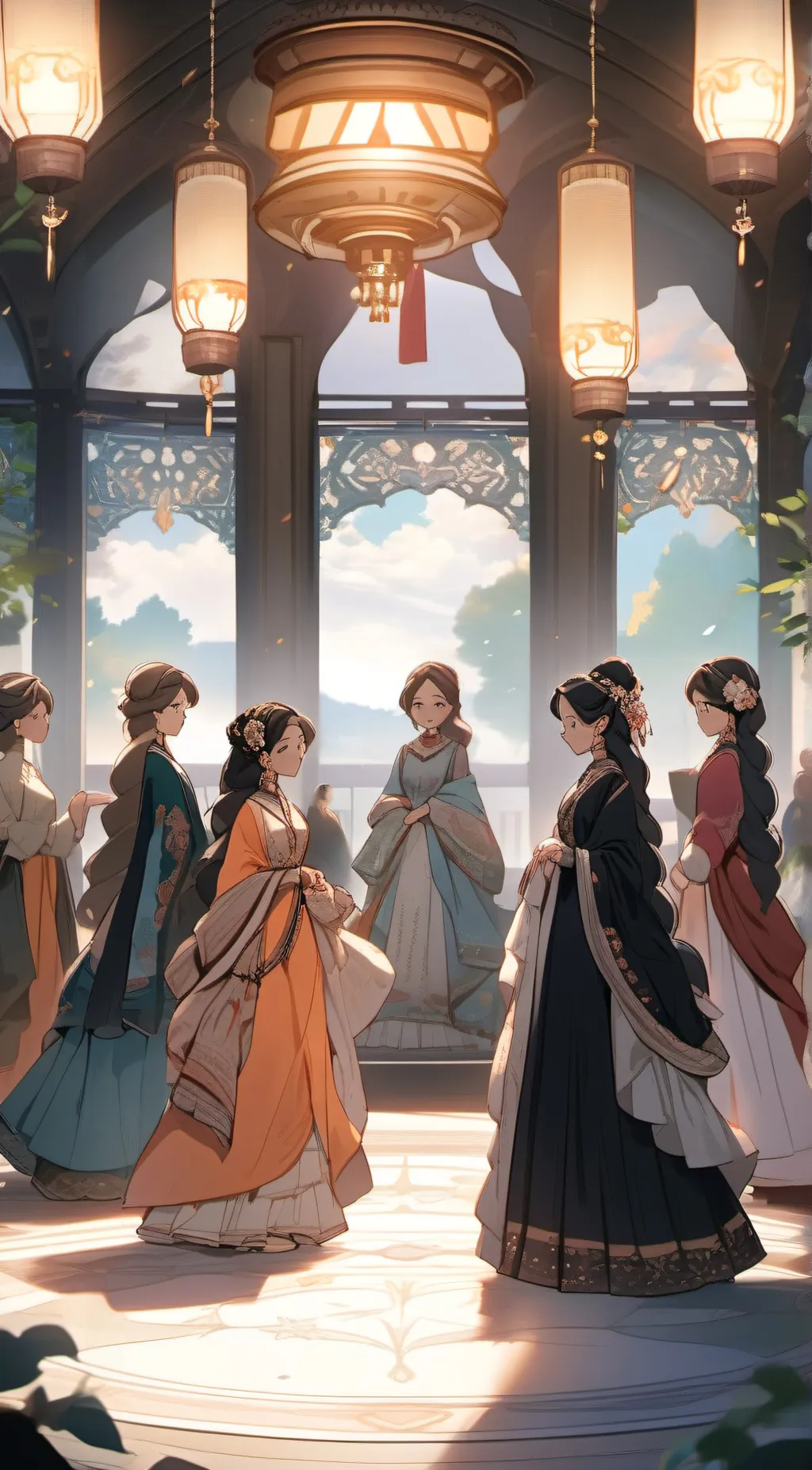 ai character: 3 women background