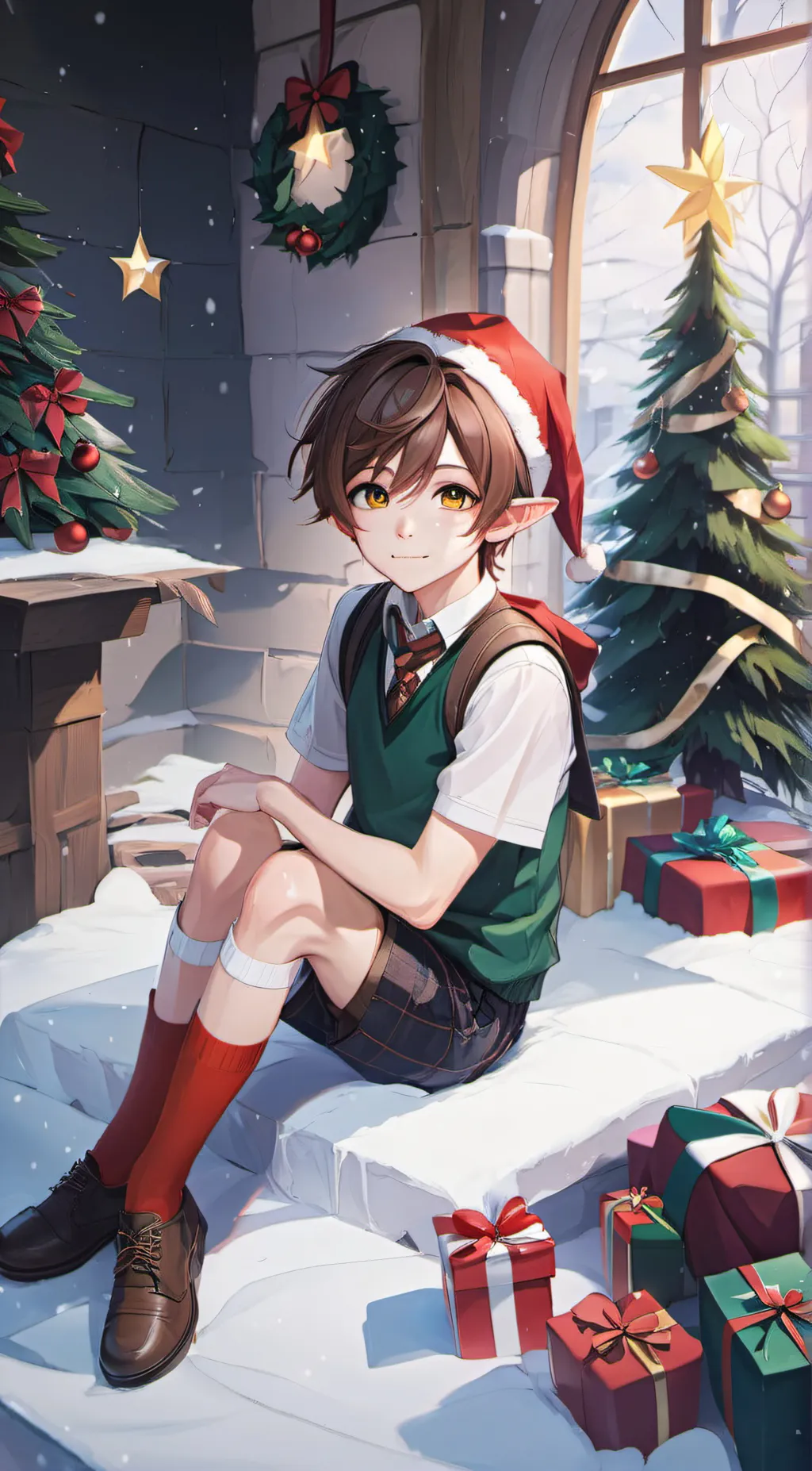 ai character: Ur boy elf ☃️⛄☃️☃️ background