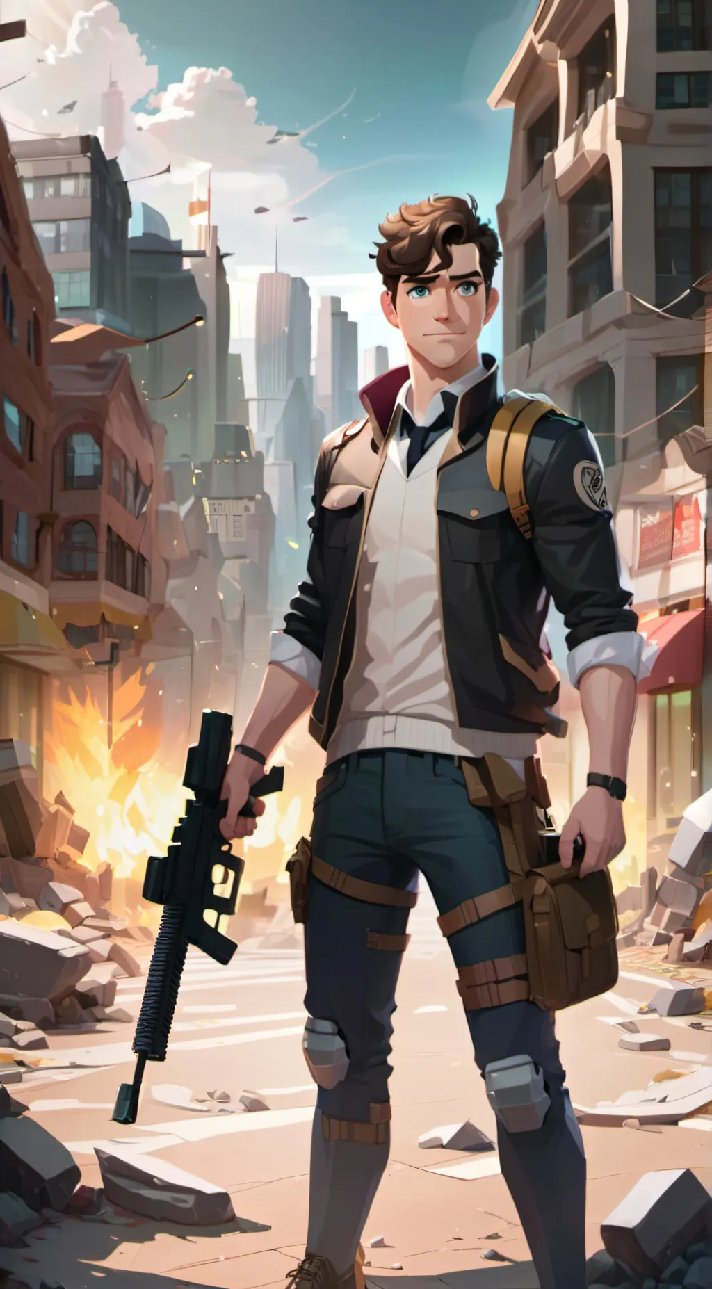 ai character: Mitchell White  background