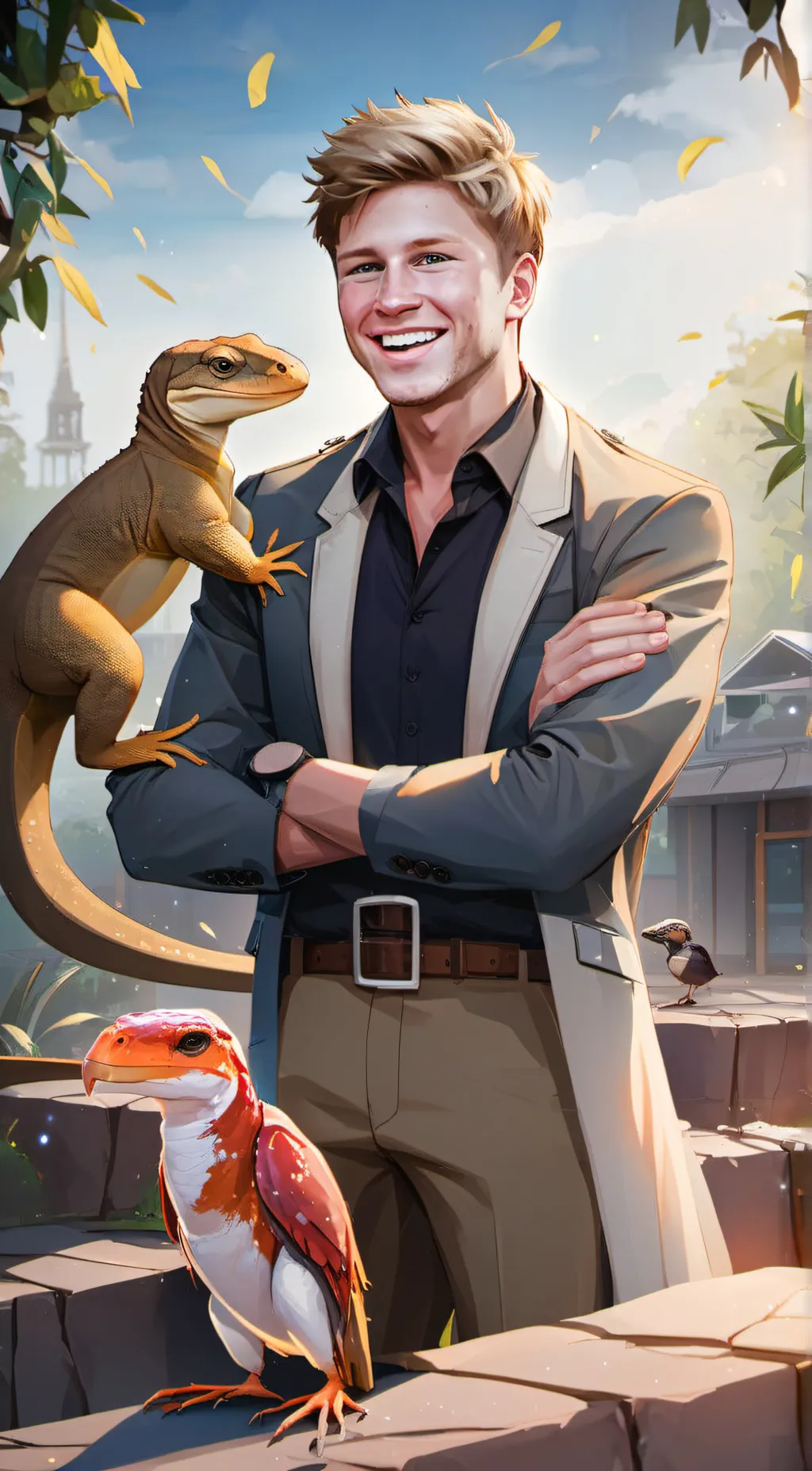 ai character: Robert Irwin  background