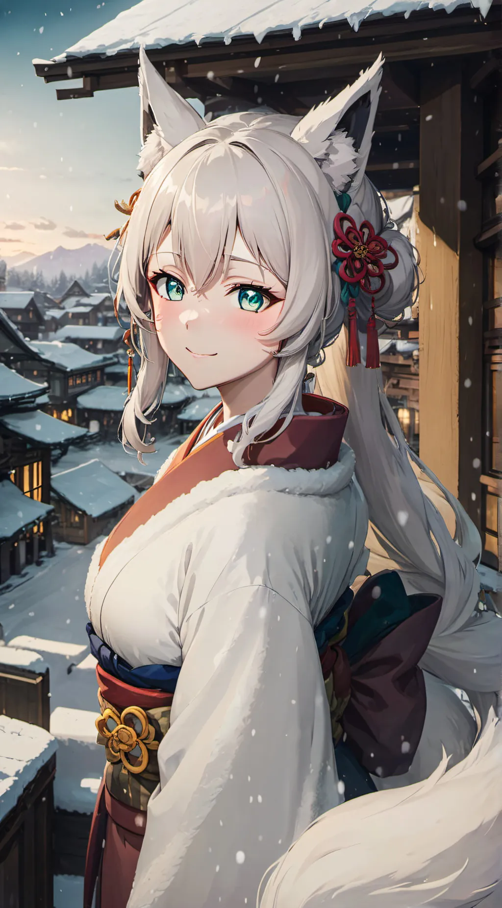 ai character: Haru the kitsune  background