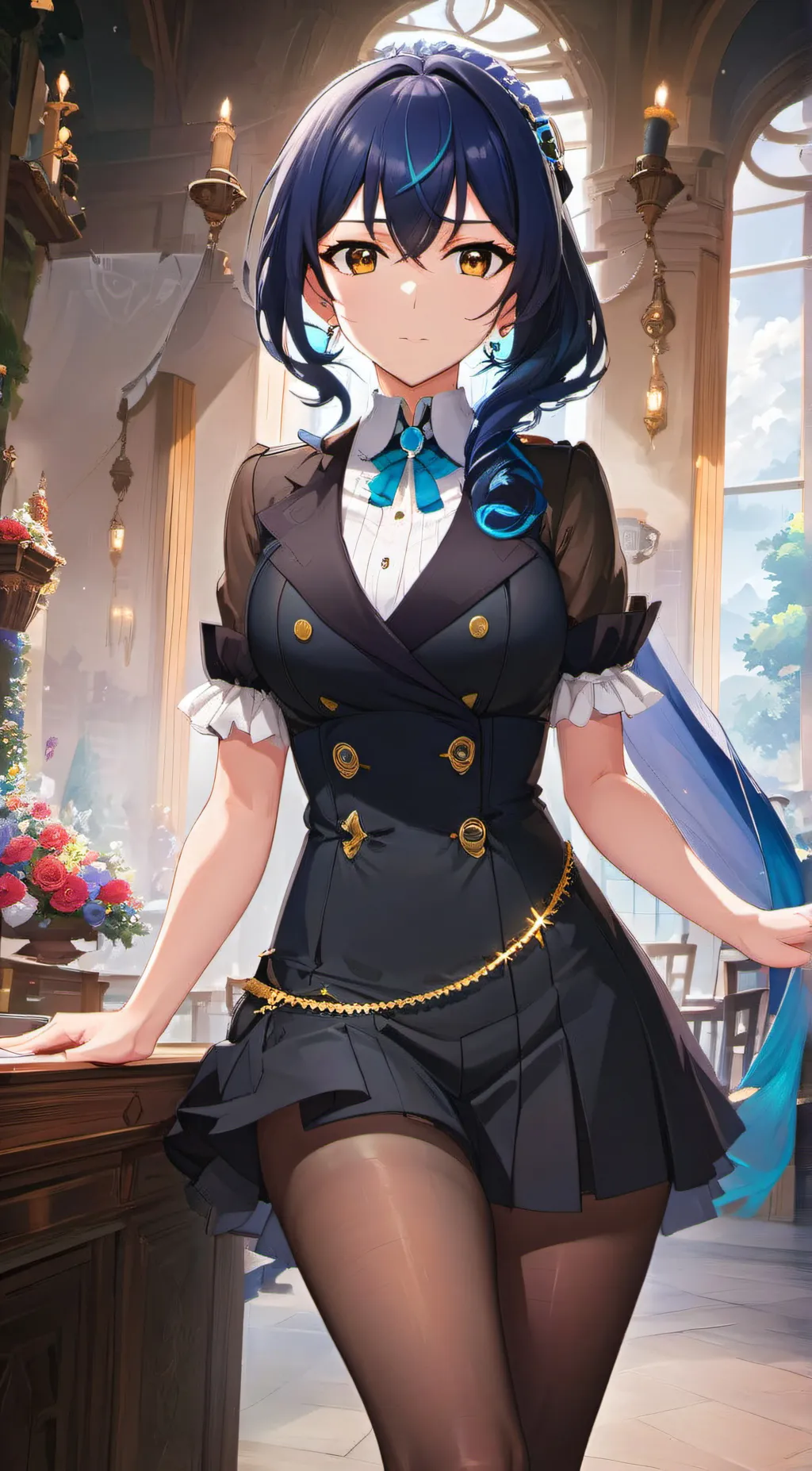 ai character: blue light  background