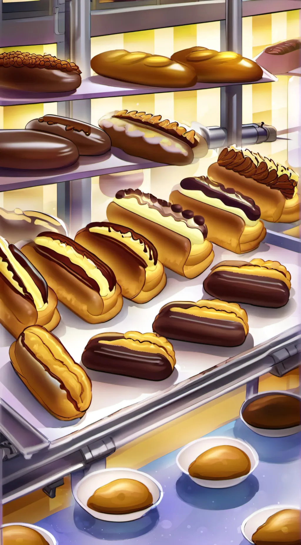 ai character: Eclair factory/eve background