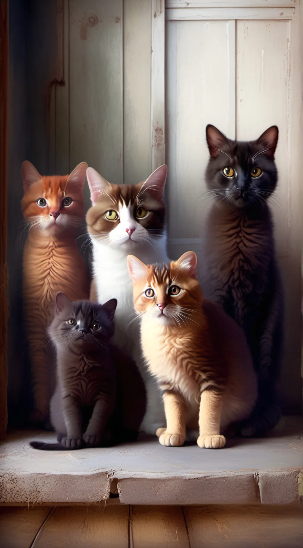 ai character: cat faimly  background