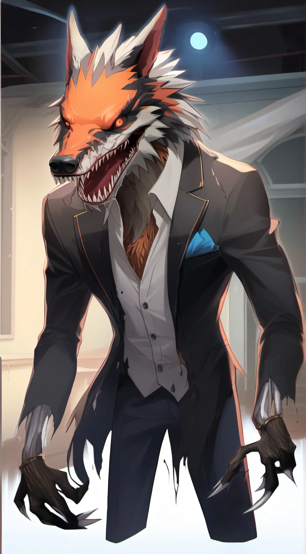 ai character: Nightmare foxy background