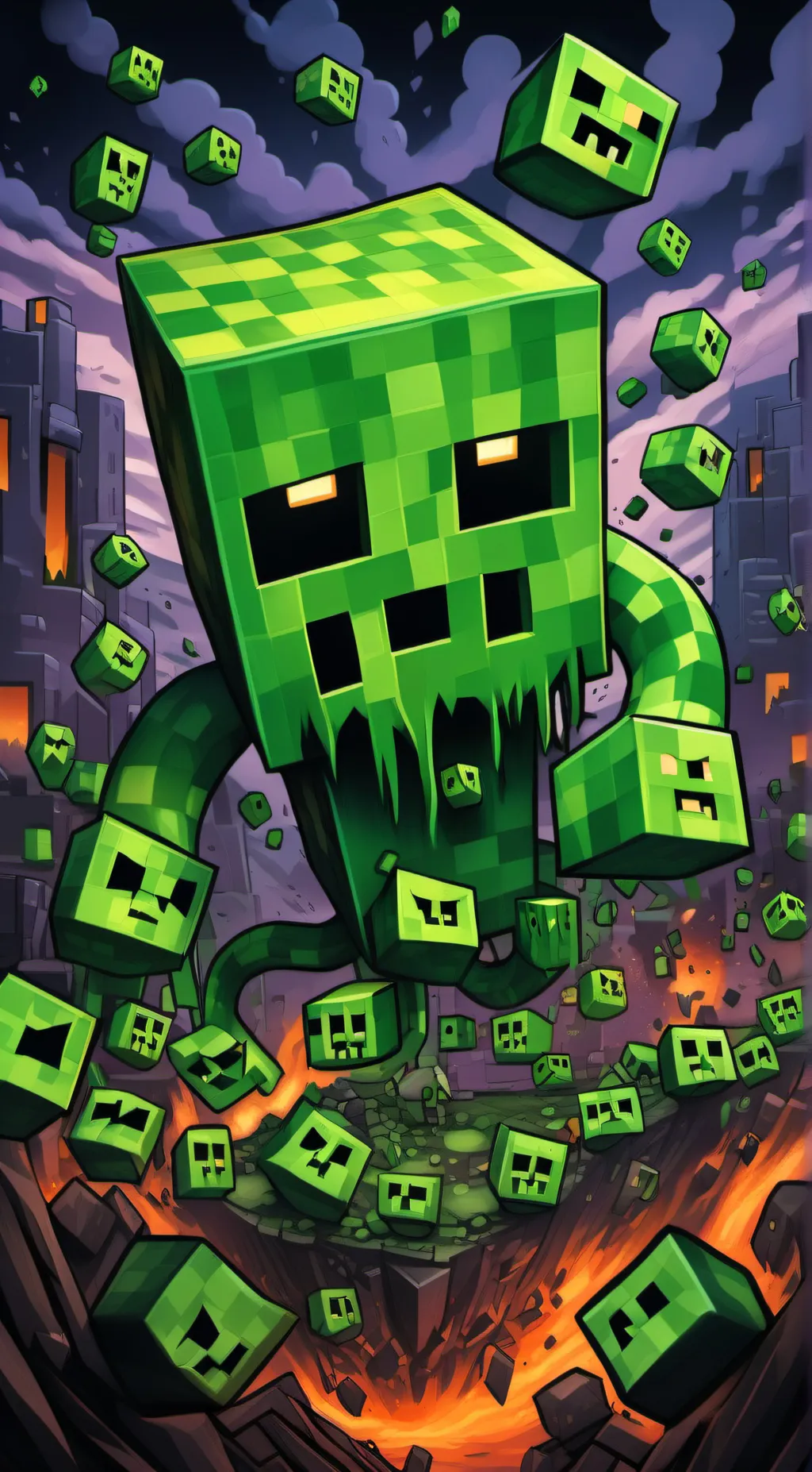 ai character: Minecraft creeper  background