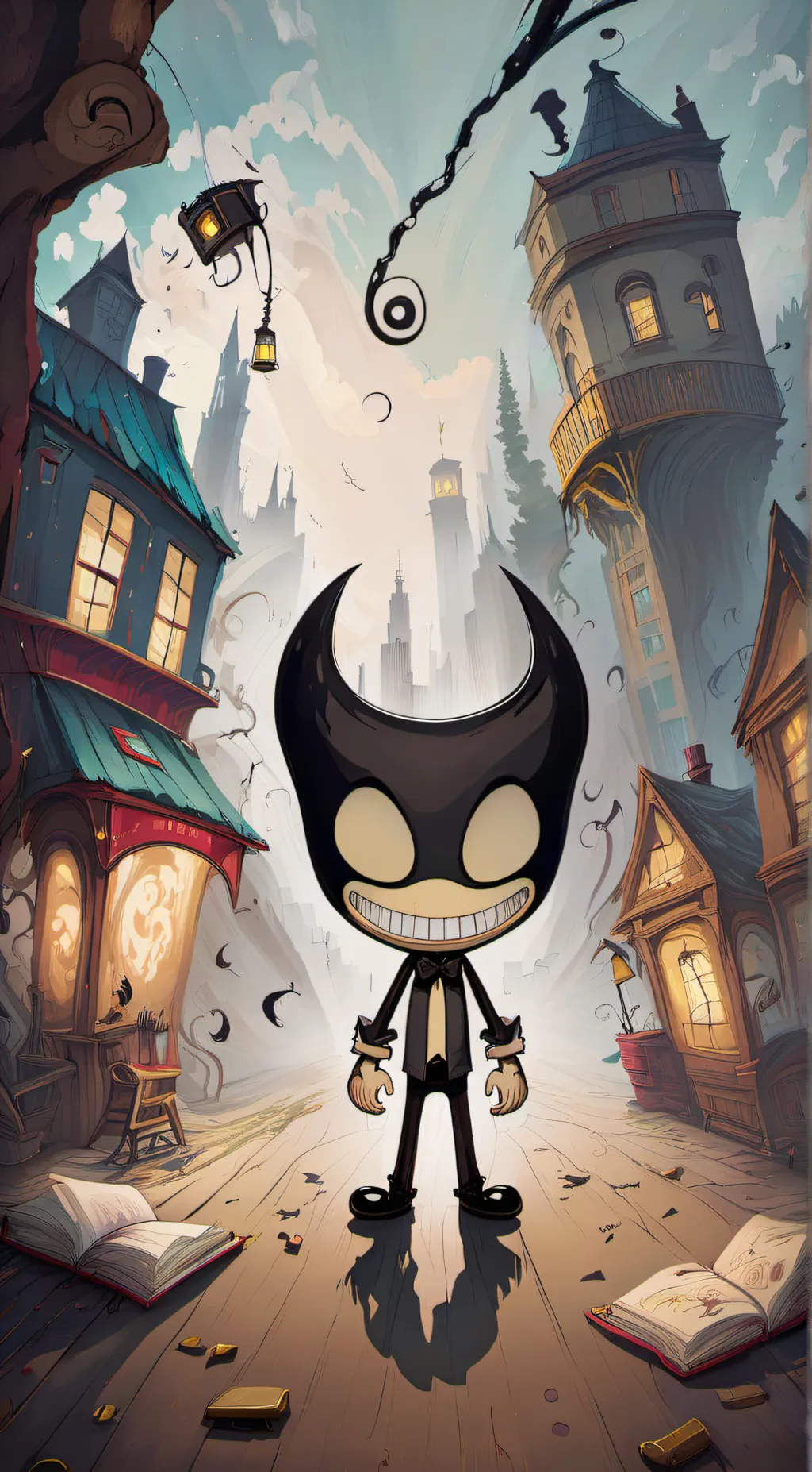 ai character: bendy 😈 background