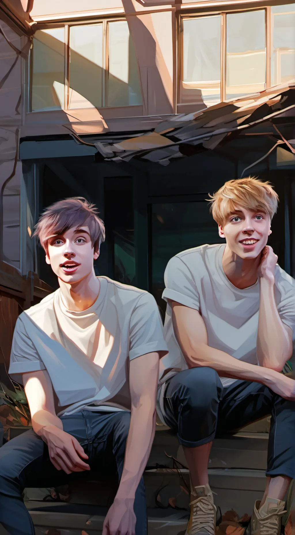 ai character: Sam and Colby  background