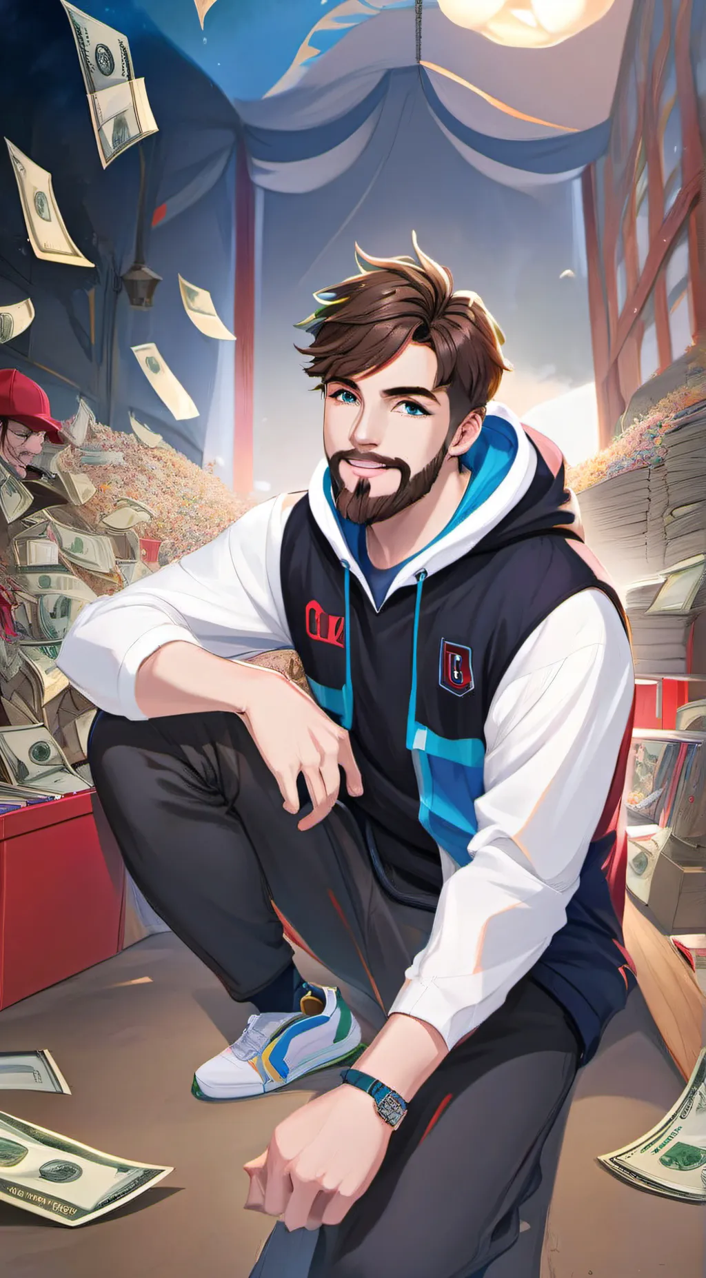 ai character: jimmy Donaldson  background