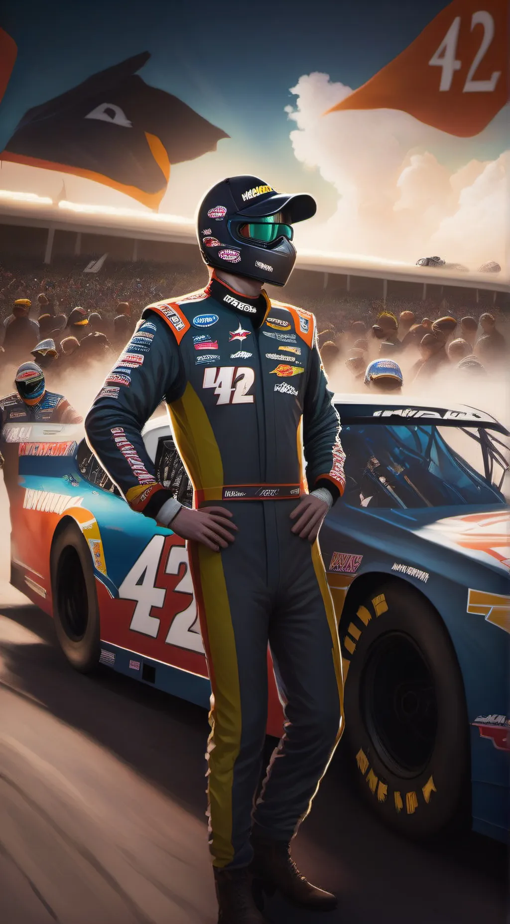 ai character: NASCAR background