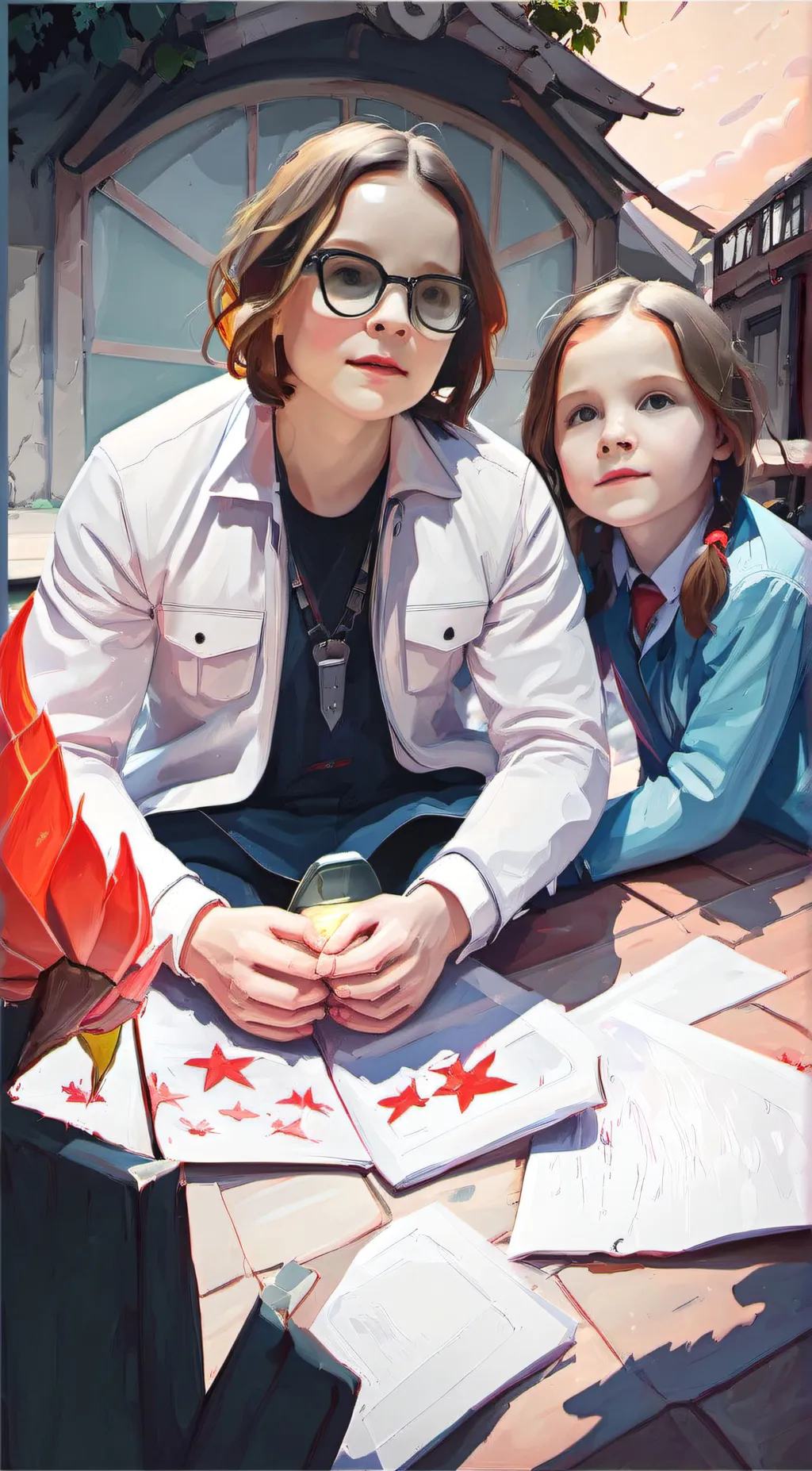 ai character: ava and Maddy  background