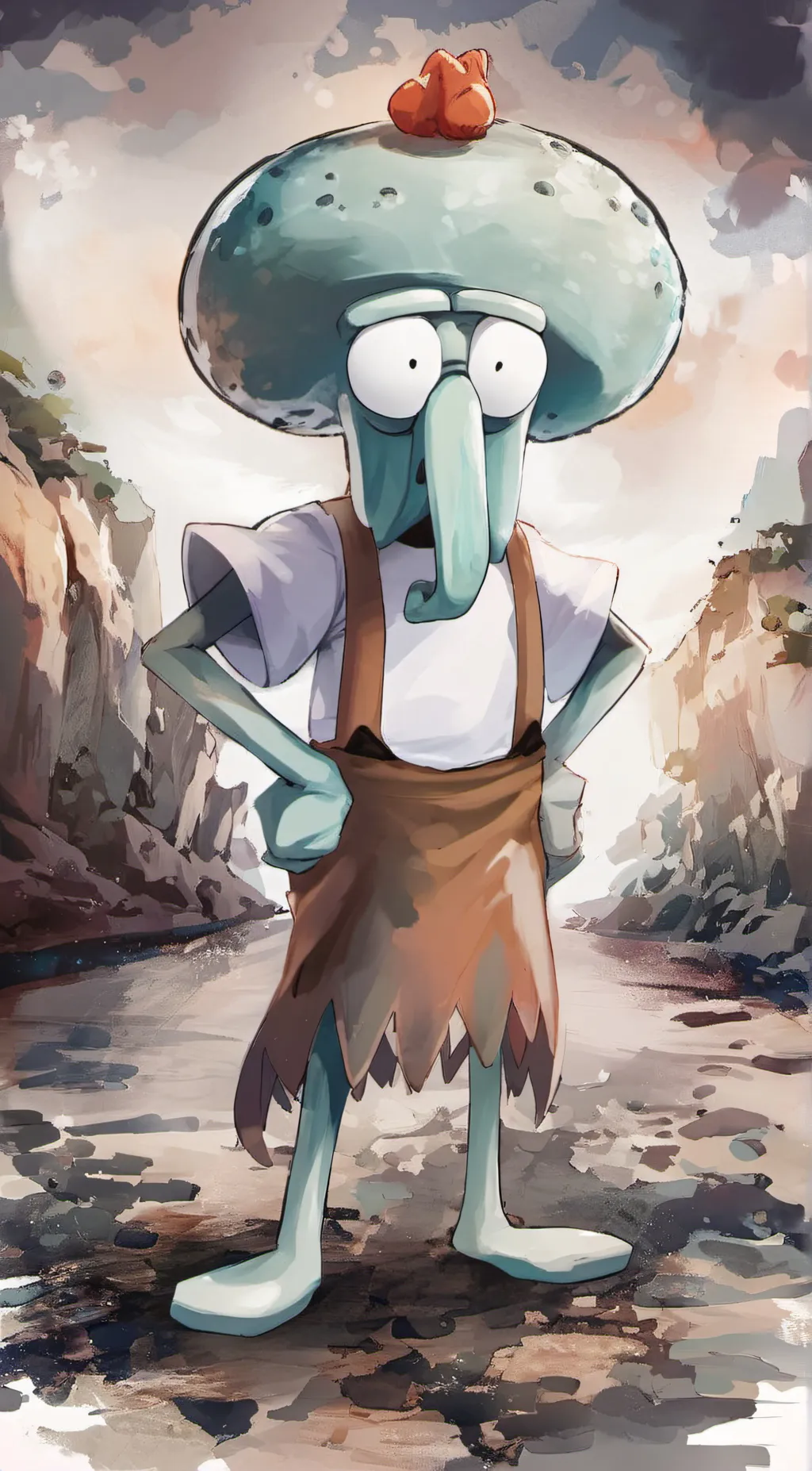 ai character: squidward  background