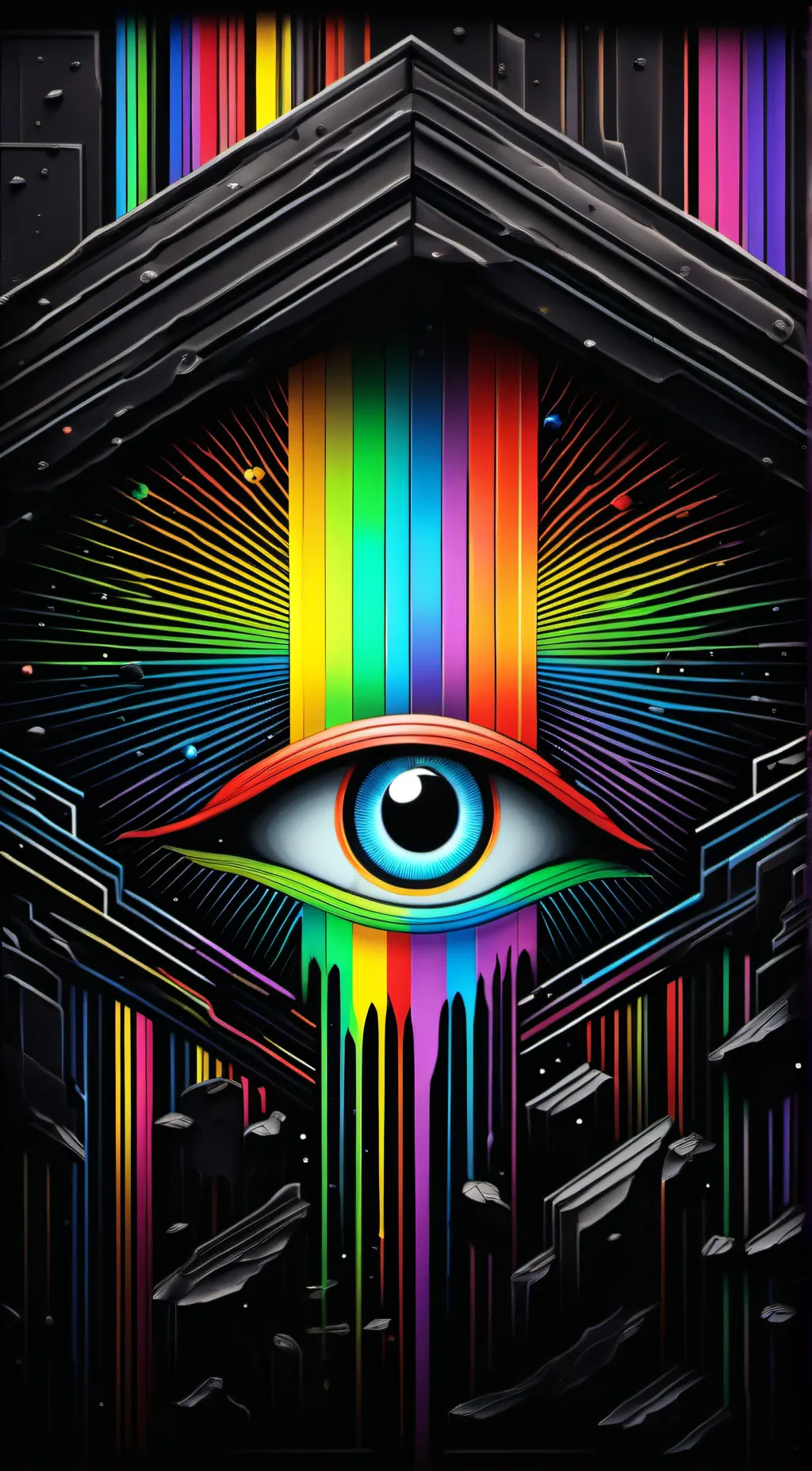 ai character: rainbow eye background
