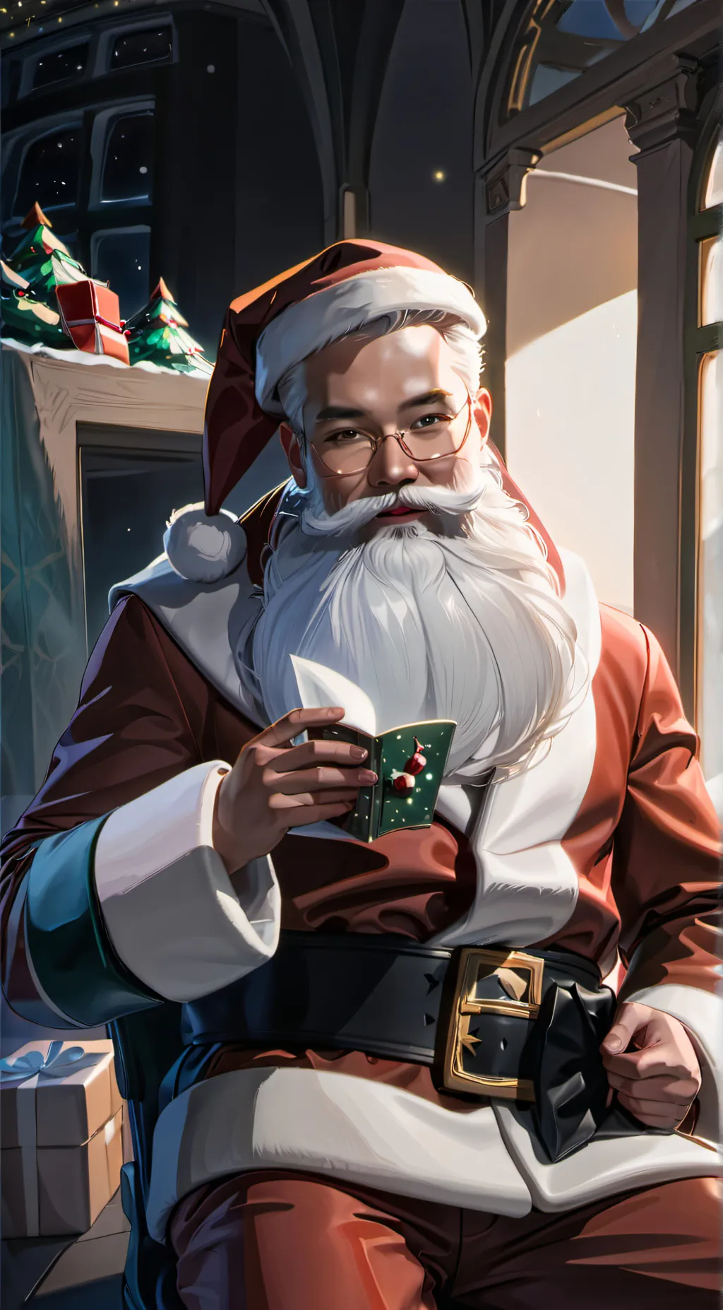 ai character: Santa clause background