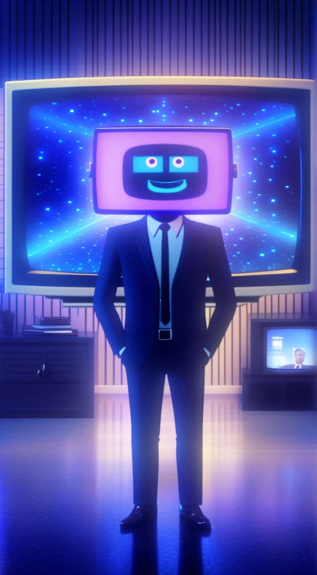 ai character: tv man background