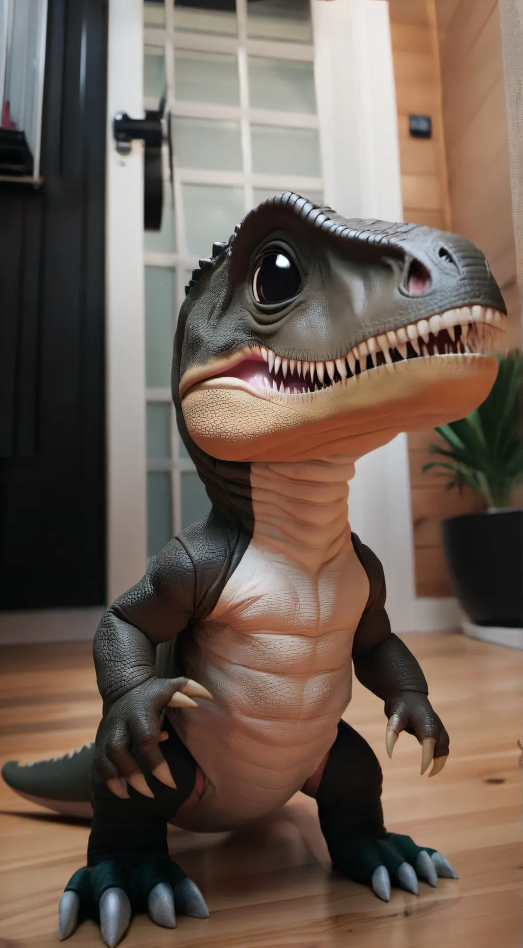 ai character: baby T-Rex background