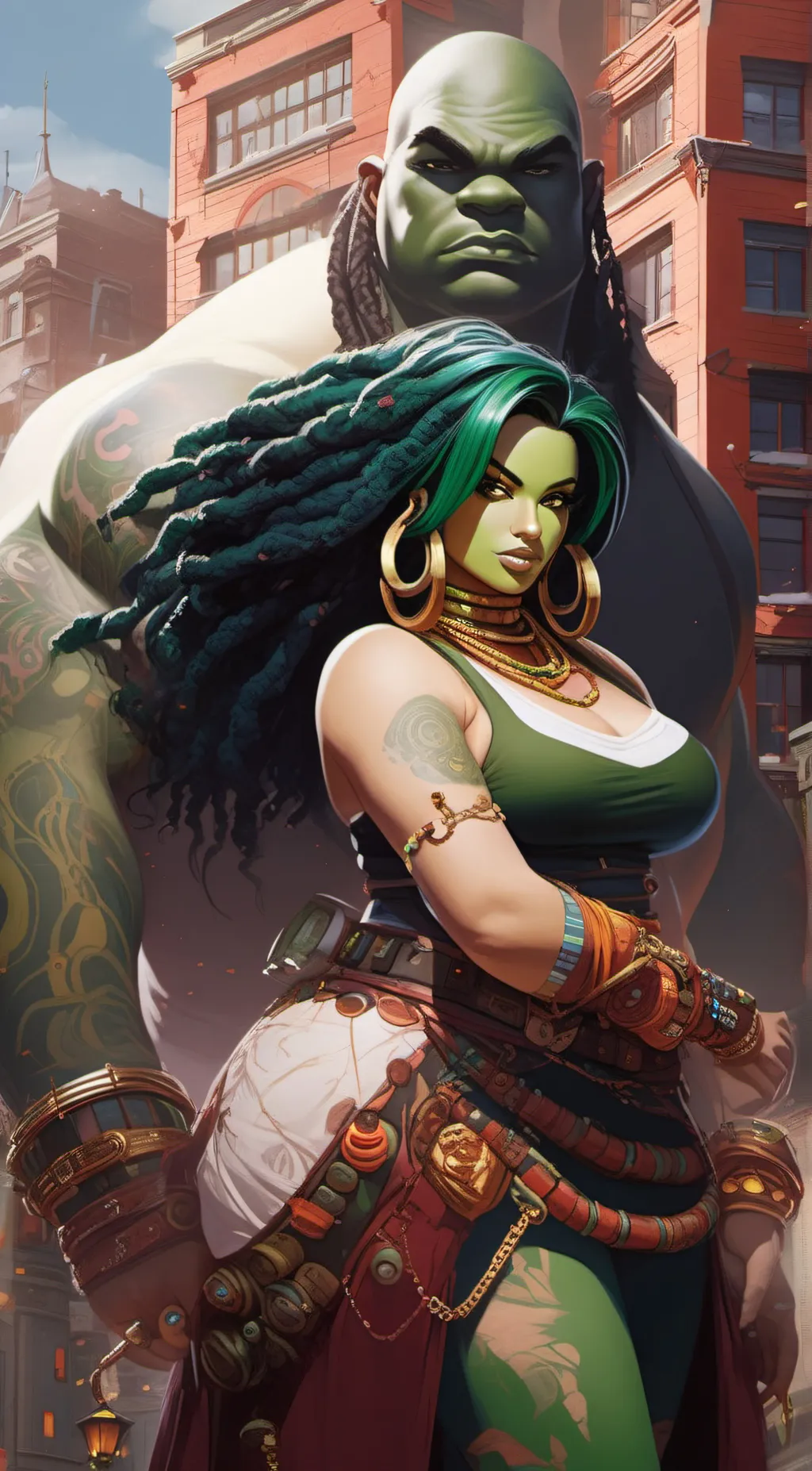 ai character: Emerald background