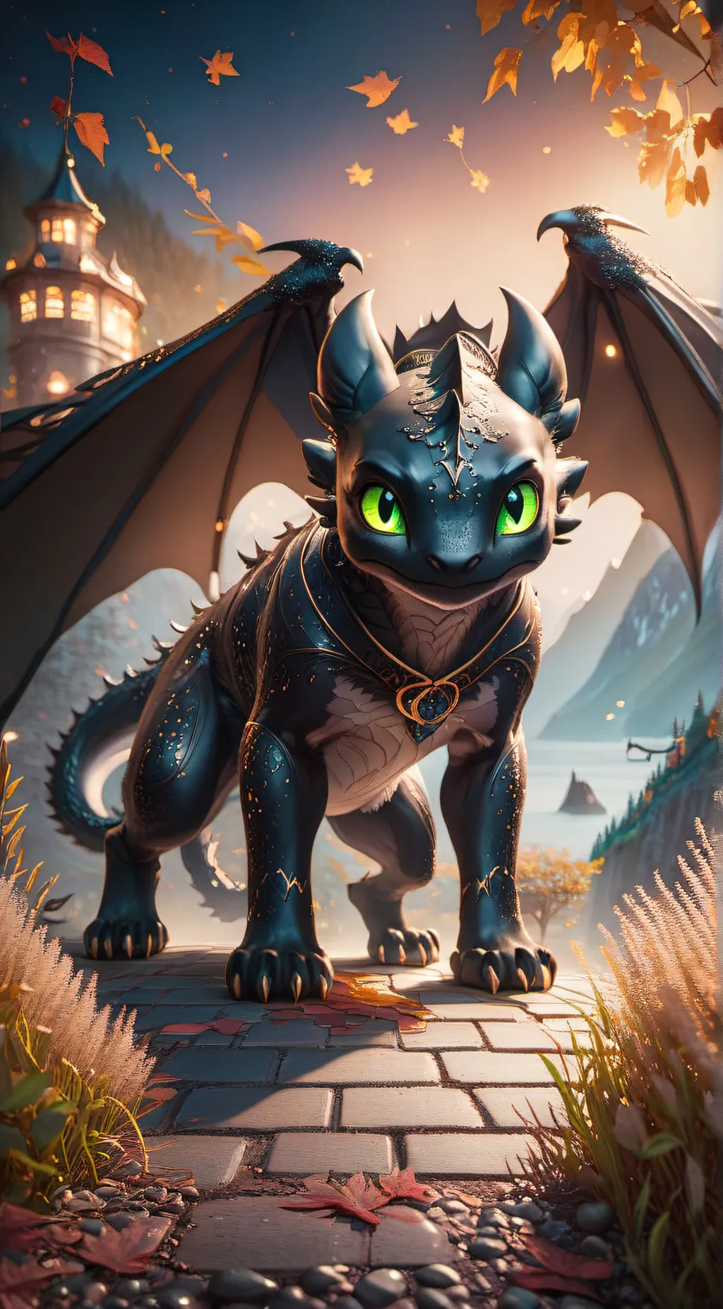 ai character: toothless  background