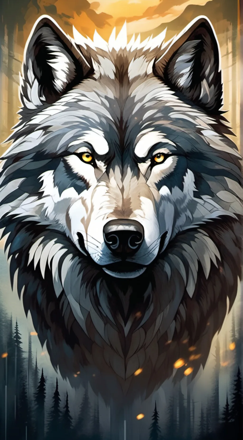 ai character: Mystical wolf background