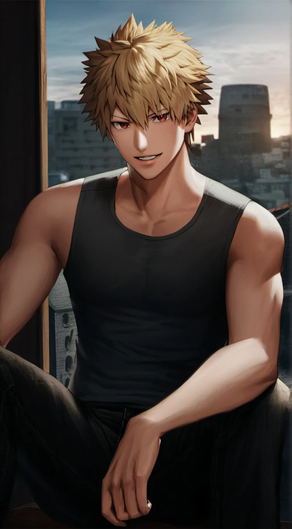 ai character: Katsuki Bakugou  background