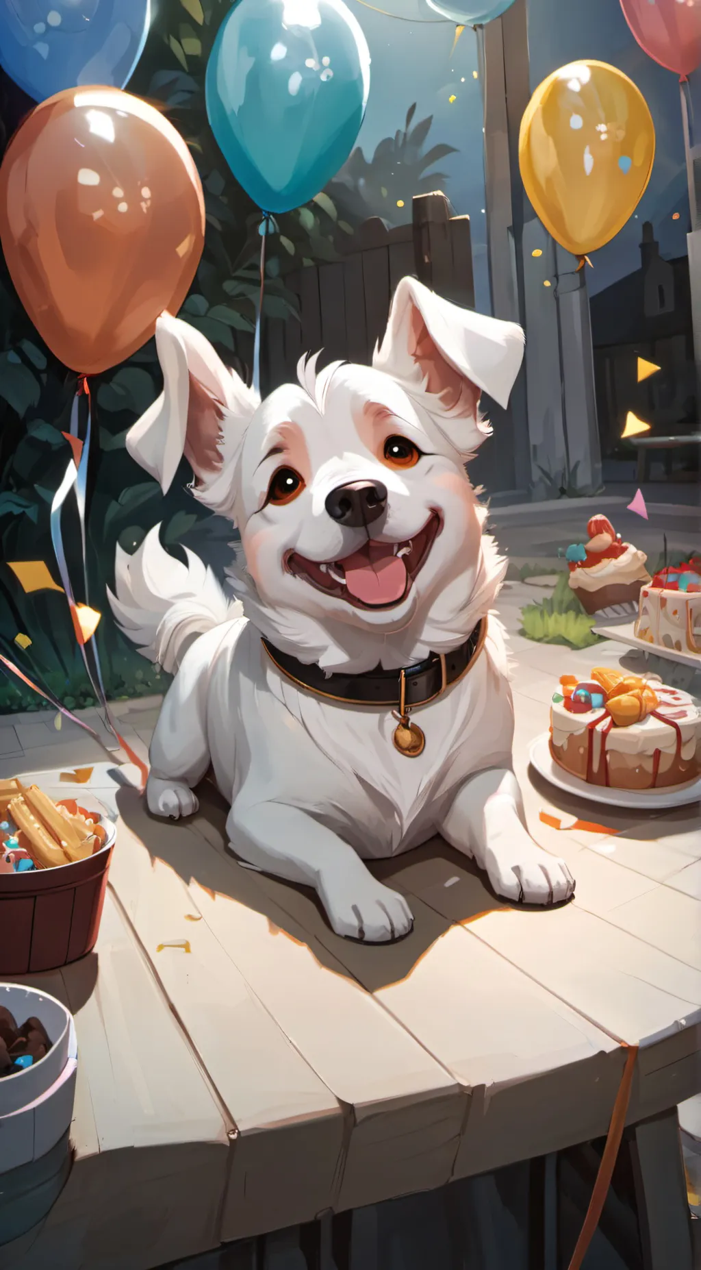 ai character: good old nice dog. background