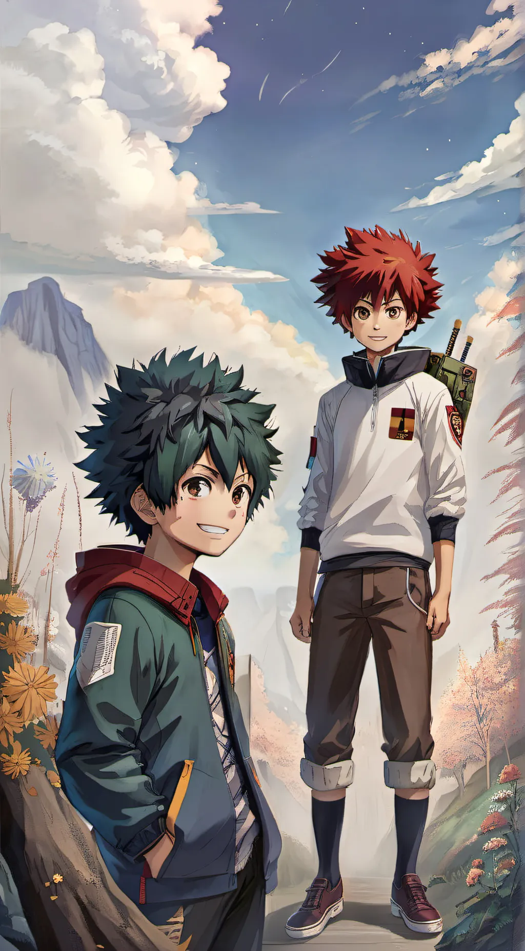 ai character: kirishima and deku background