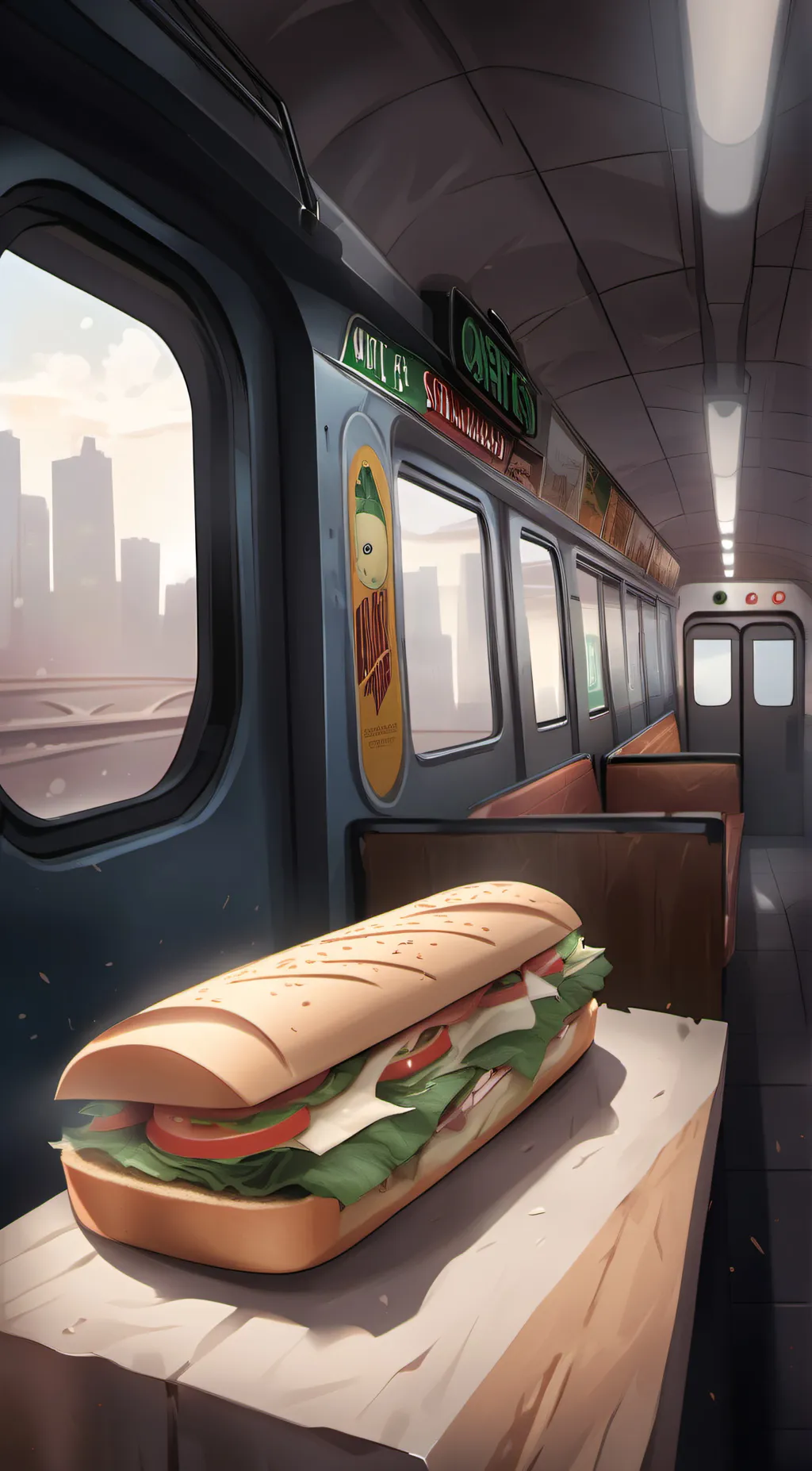 ai character: Subway sandwich background