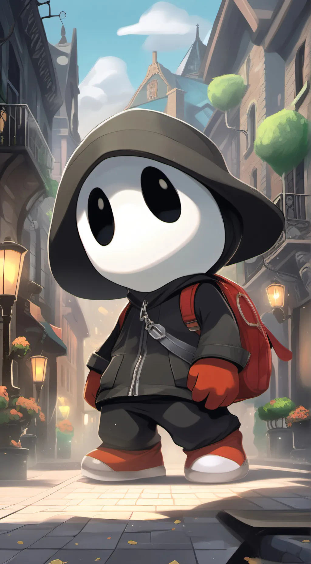 ai character: black shy guy background