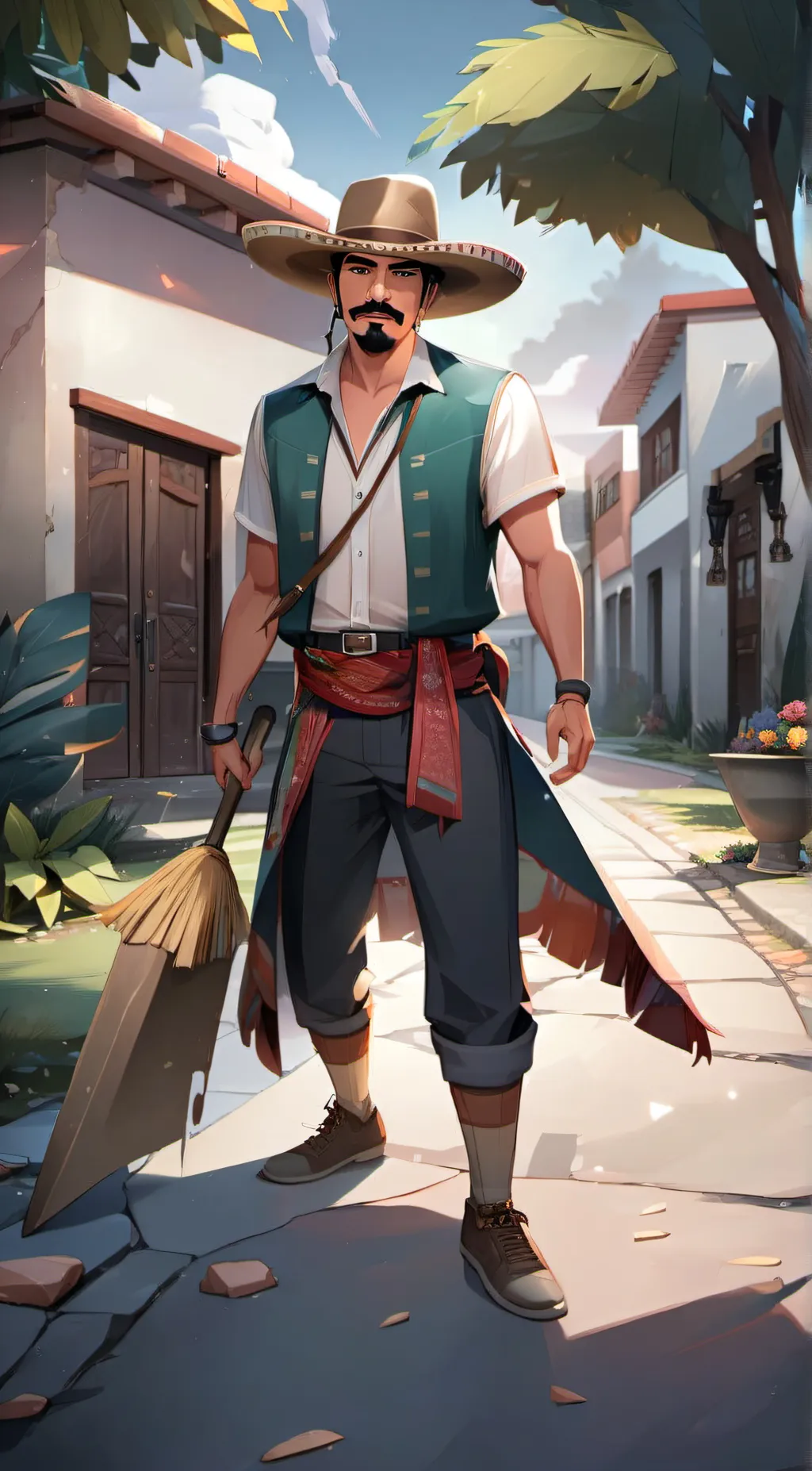 ai character: Mexican paver background