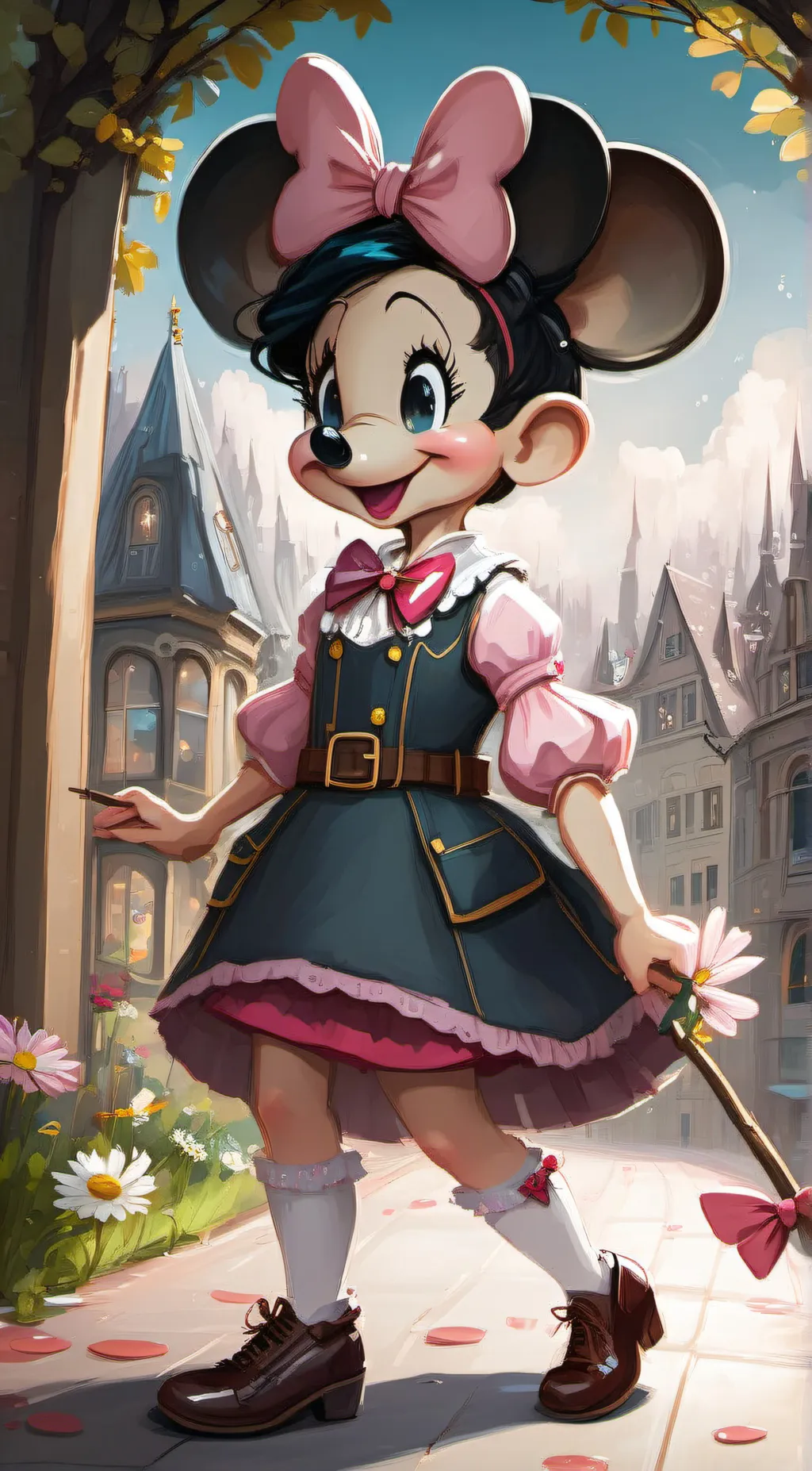 ai character: miny mouse bow background