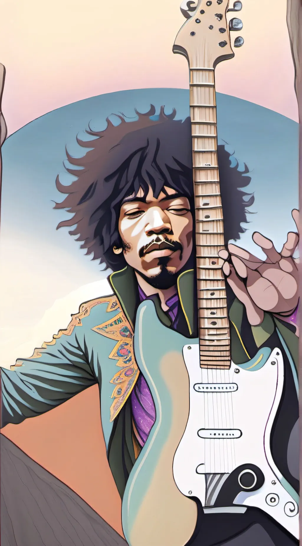 ai character: Jimi Hendrix  background