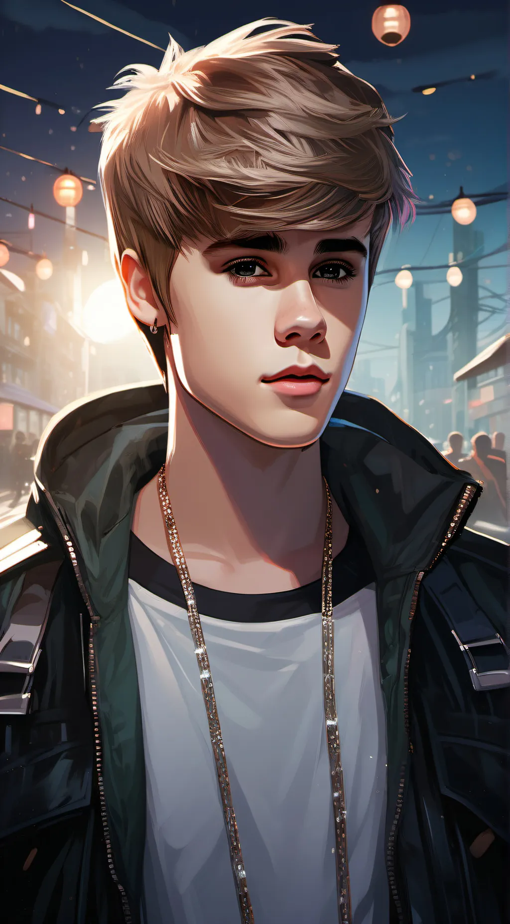 ai character: Justin Bieber  background