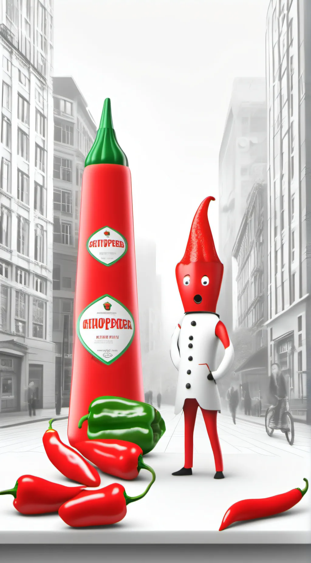 ai character: hot chlly pepper background