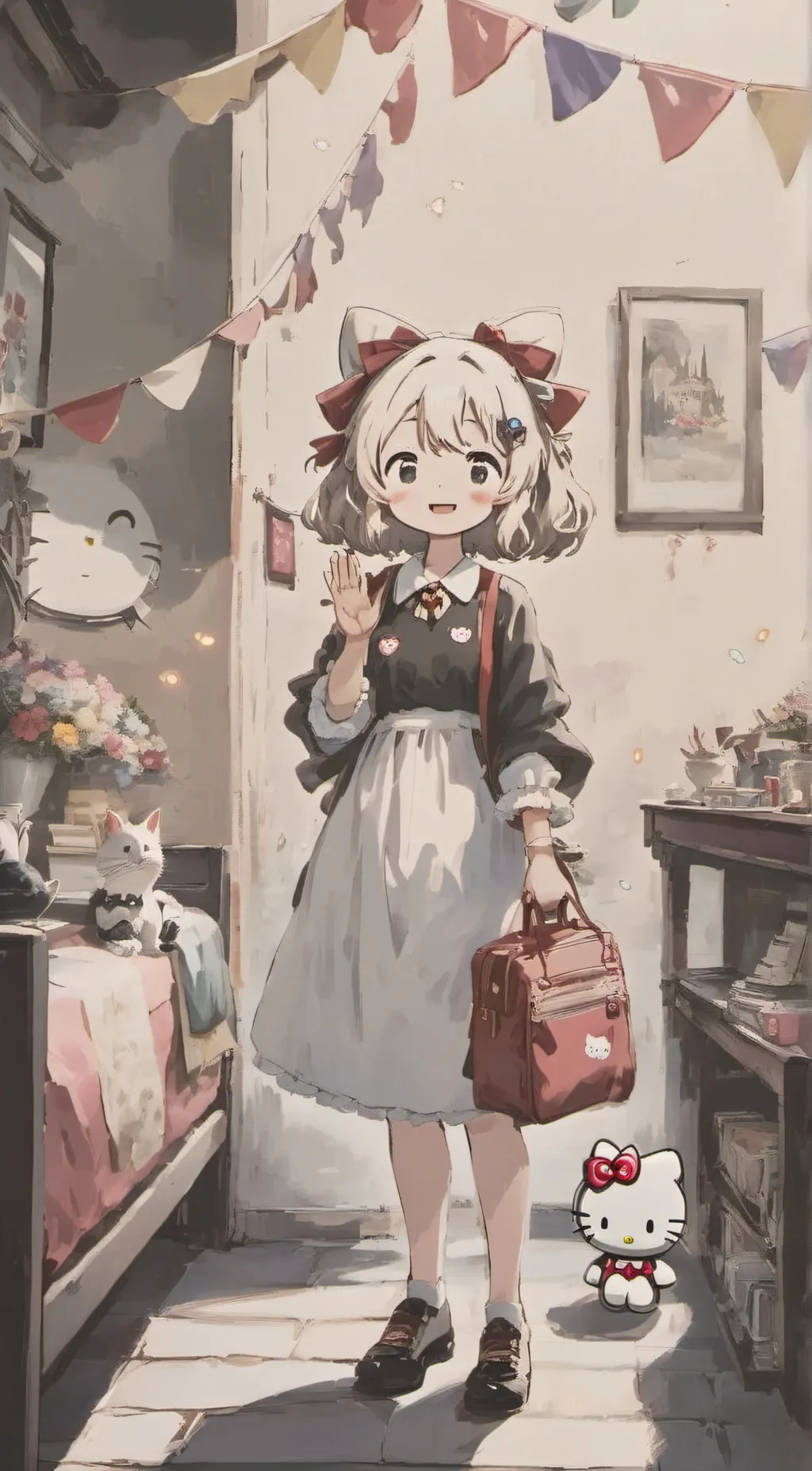 ai character: hello-kitty background