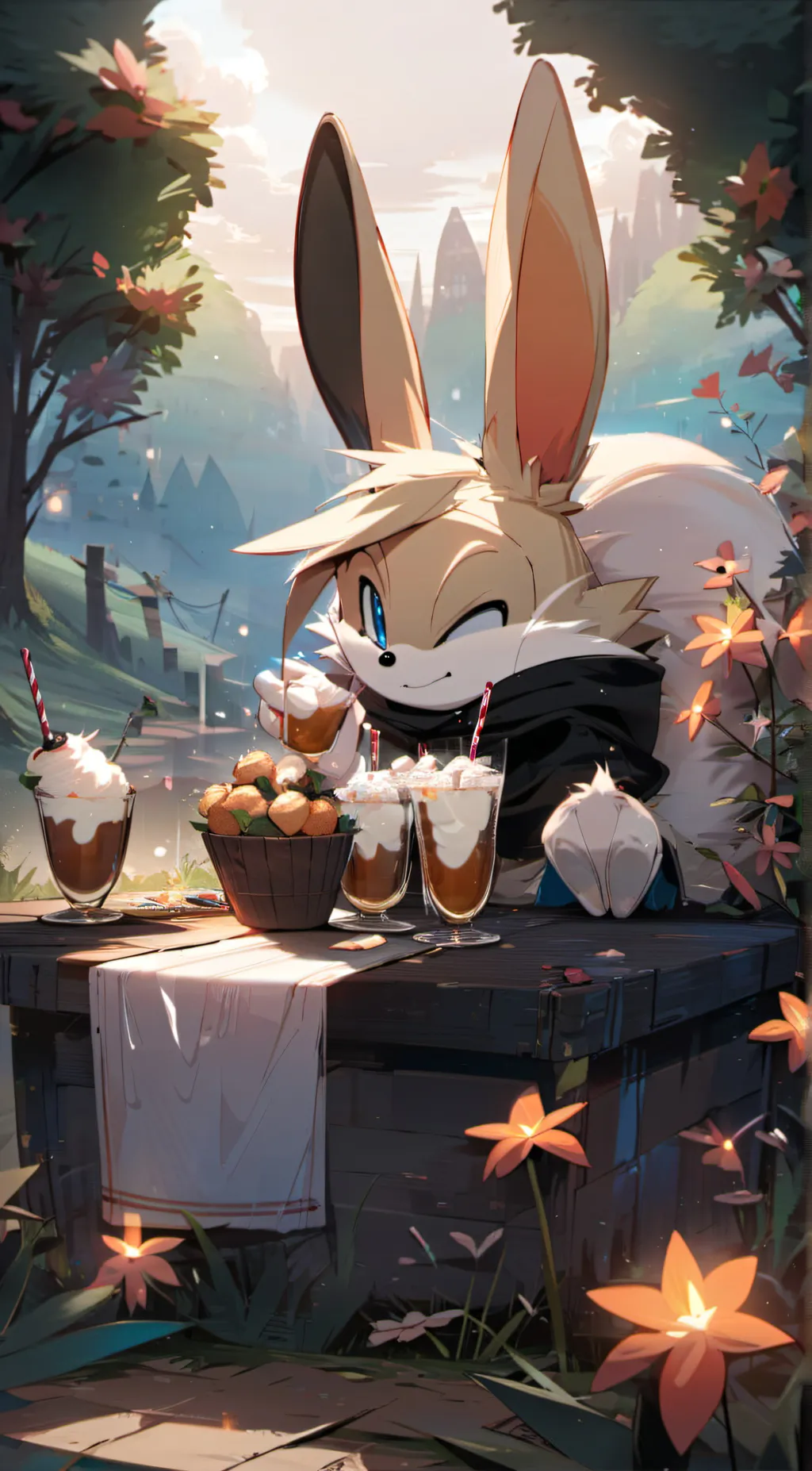 ai character: Cream the rabbit background