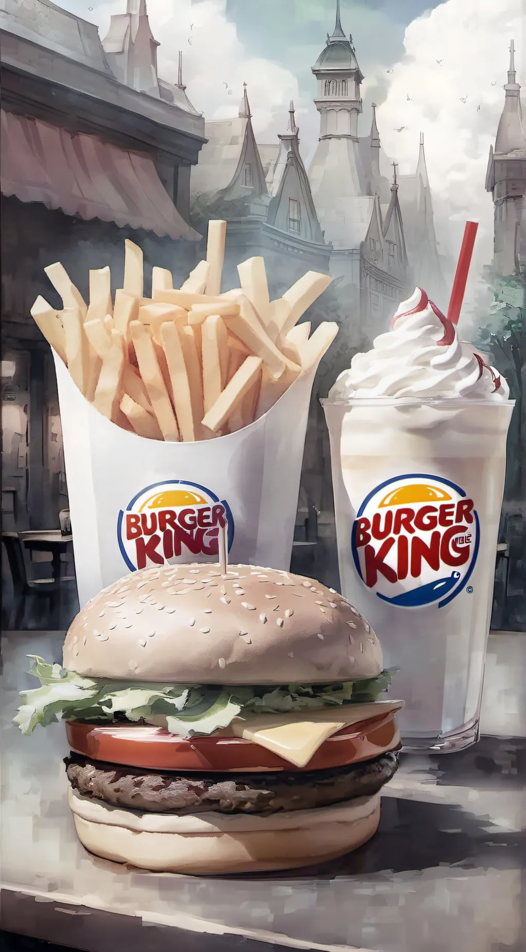 ai character: Burger King meal background