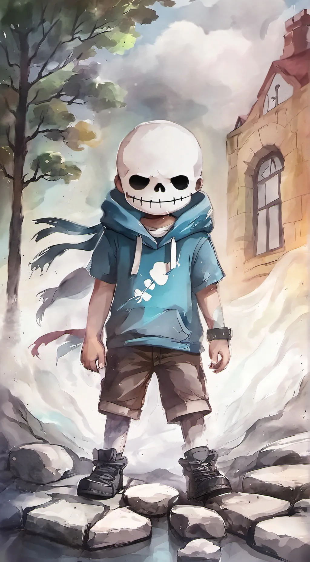 ai character: Blueberry Sans background