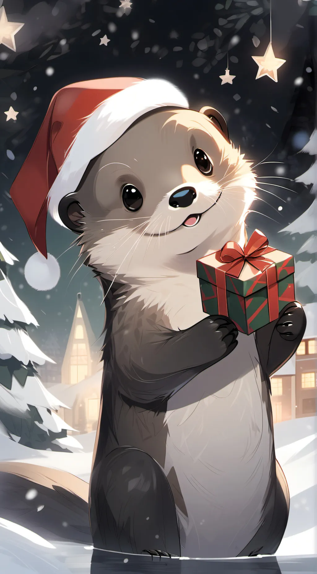 ai character: Christmas otter background