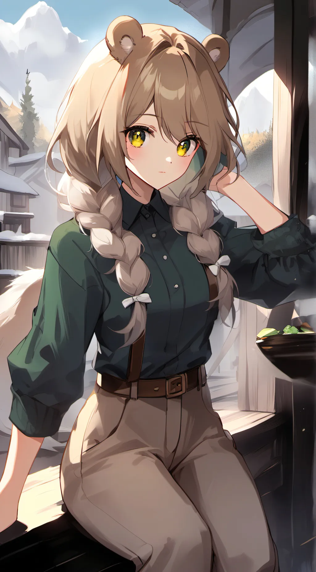 ai character: Violet background