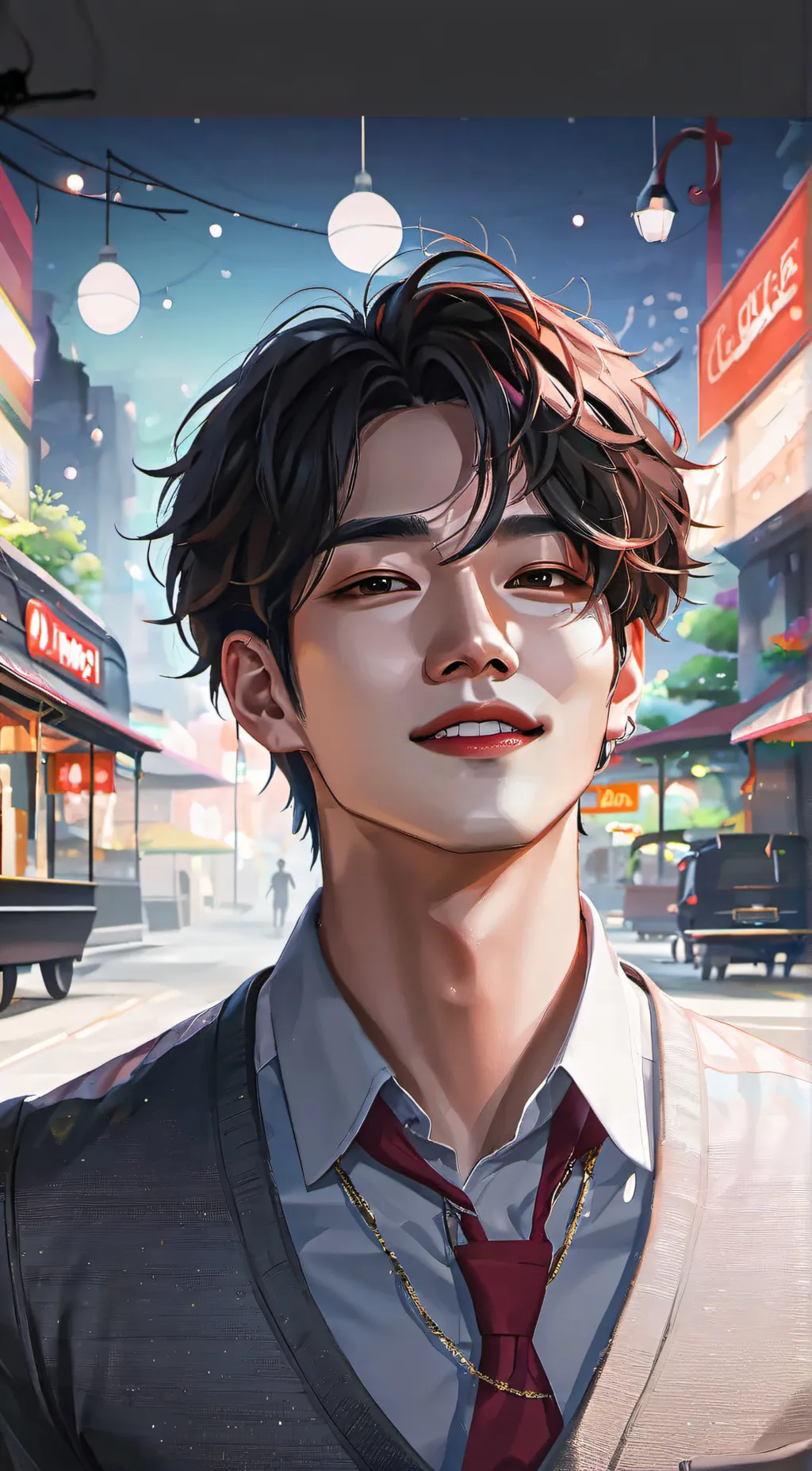 ai character: V OF THE BTS DNA  background