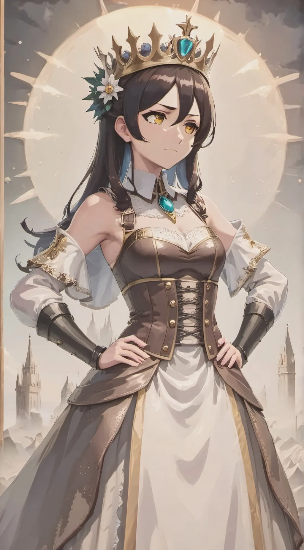 ai character: .•Queen Mira•. background