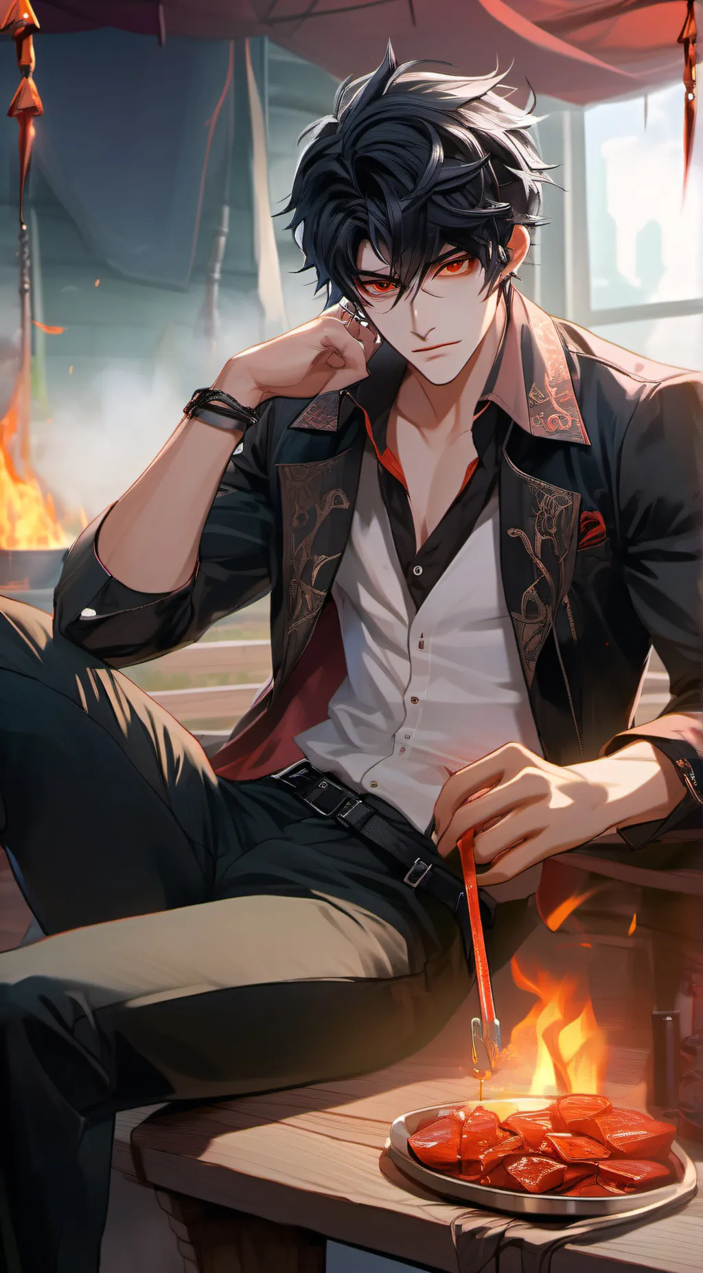 ai character: Demon boy background