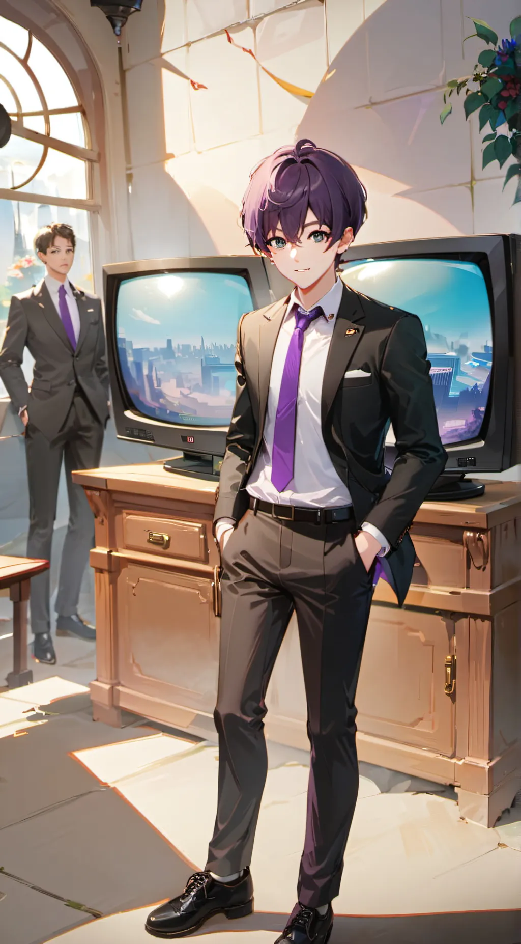 ai character: Tv man background